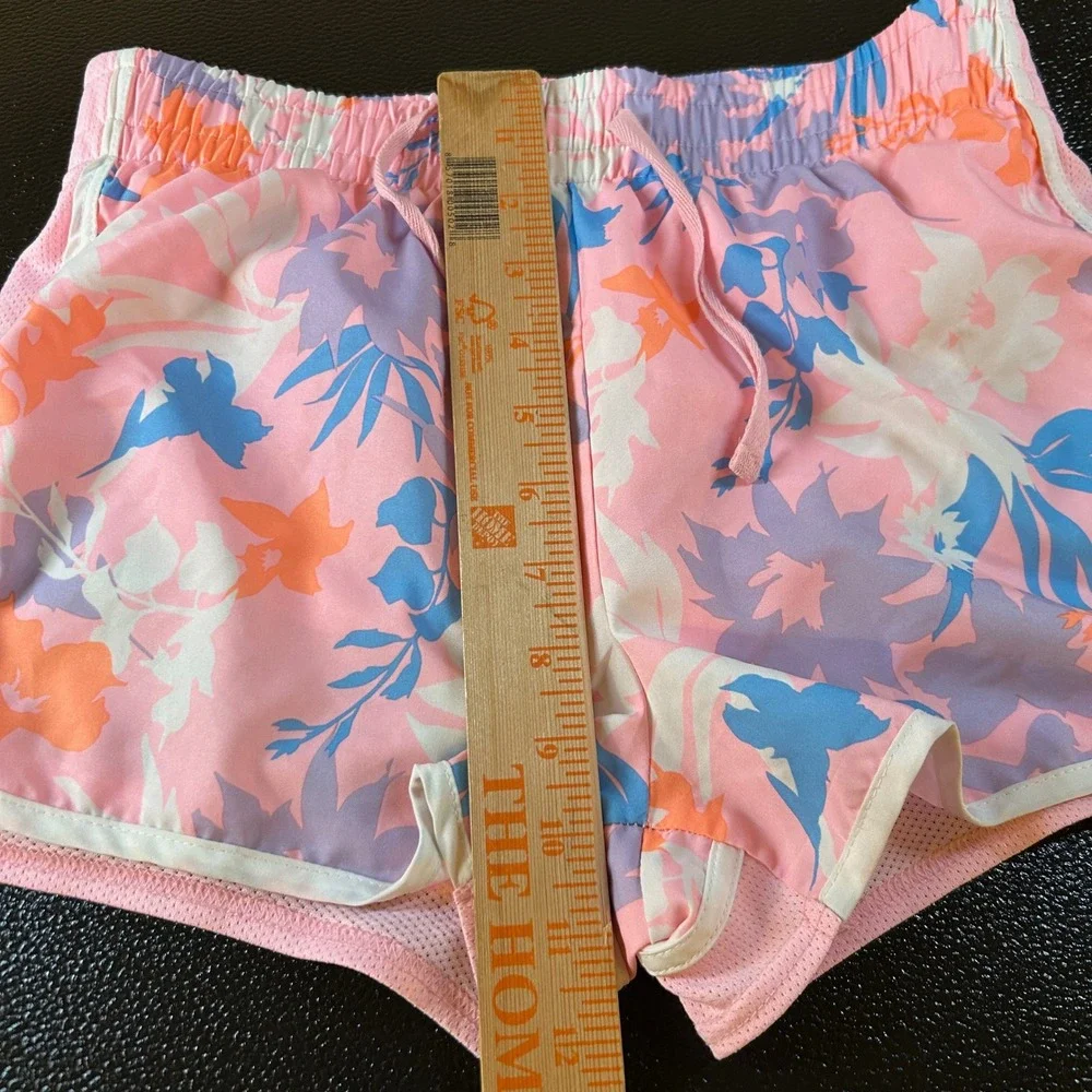 Champion Athletic Shorts Floral Print Drawstring Activewear Kids Girls Large 26